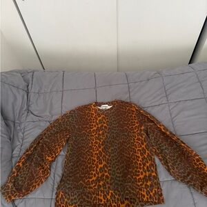 Ganni Orange and Brown Leopard Print Jacket